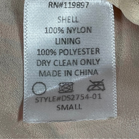 Collective Concepts Sz small coral lace sleeveless dress tan slip cinched waist - Picture 10 of 10